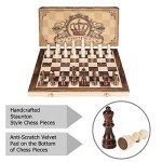 Magnetic Wooden Chess Set with Extra Queens