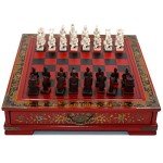 15-Inch Wooden Terracotta Warriors Chess Set
