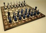 Medieval Crusaders Chess Set with Mosaic Board