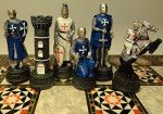 Medieval Crusaders Chess Set with Mosaic Board