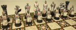 Medieval Crusaders Chess Set with Mosaic Board