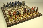 Medieval Knight Chess Set with Mosaic Board