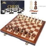 15" Magnetic Wooden Chess Set with Storage Slots