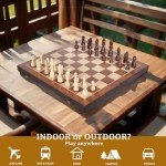 15" Magnetic Wooden Chess Set with Storage Slots