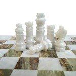 Elegant White and Green Onyx Marble Chess Set