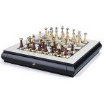 Wooden Chess Set with Storage Drawers and Extra Queens