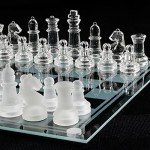 8'' Solid Glass Chess Set with Crystal Board