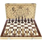 AMEROUS 15" Folding Magnetic Wooden Chess Set
