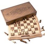 Magnetic Wooden Chess Set with Storage and Extras