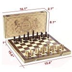 AMEROUS 15" Folding Magnetic Wooden Chess Set