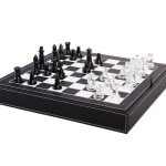 Glass Chess Set with Extra Queens and Storage Box