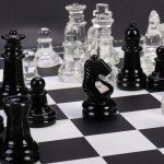 Glass Chess Set with Extra Queens and Storage Box