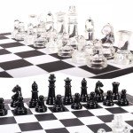 Glass Chess Set with Extra Queens and Storage Box