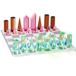 Modern Acrylic Chess Set - 11.8 Inch Board