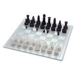 Stylish Black Frosted Glass Chess Set with Mirror