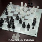 Stylish Black Frosted Glass Chess Set with Mirror