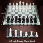 Stylish Black Frosted Glass Chess Set with Mirror