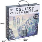 Elegant Glass Chess and Checkers Set for All Ages