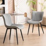 Modern Grey Armless Dining Chairs - Set of 2