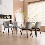 Modern Grey Armless Dining Chairs - Set of 2