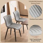 Modern Grey Armless Dining Chairs - Set of 2