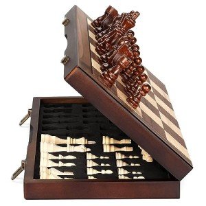 Magnetic Wooden Chess Set with Handmade Pieces
