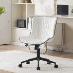 Stylish Armless Desk Chair with Wheels – White
