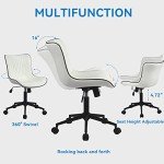 Stylish Armless Desk Chair with Wheels – White