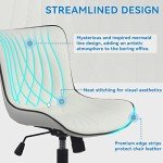 Stylish Armless Desk Chair with Wheels – White