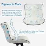 Stylish Armless Desk Chair with Wheels – White