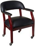 Black Vinyl Boss Captain's Chair with Casters