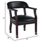 Black Vinyl Boss Captain's Chair with Casters