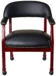 Black Vinyl Boss Captain's Chair with Casters