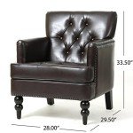 Malone Brown Leather Club Chair for Chess Games