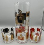 Vintage Martini Pitcher Chess Set with Glasses