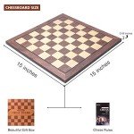 Wooden 15-Inch Chess Board for Beginners and Adults
