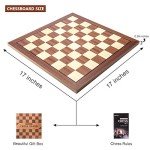 17-Inch Wooden Tournament Chess Board with Rules