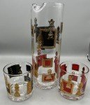 Vintage Martini Pitcher Chess Set with Glasses