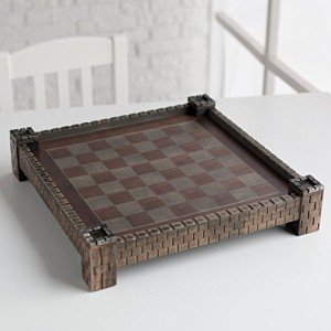 17.25" Tan & Brown Fortress Chess Set