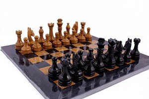 Elegant Black and Gold Marble Chess Set - 15