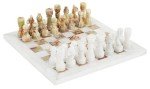White and Green Onyx Marble Chess Set - 12