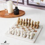 White and Green Onyx Marble Chess Set - 12