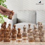 Fossil Coral Marble Chess Set for Travel