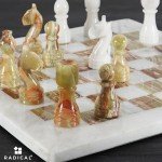 White and Green Onyx Marble Chess Set - 12