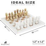 White and Green Onyx Marble Chess Set - 12