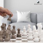 Elegant White and Grey Marble Chess Set 15