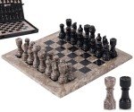 Oceanic Black Marble Chess Set with Storage Box