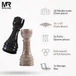 Oceanic Black Marble Chess Set with Storage Box