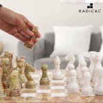 15" Green Onyx & White Marble Chess Set