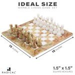 15" Green Onyx & White Marble Chess Set